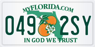 FL license plate 0492SY