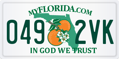FL license plate 0492VK