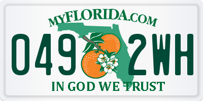 FL license plate 0492WH