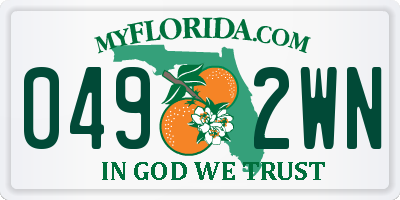 FL license plate 0492WN
