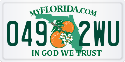 FL license plate 0492WU