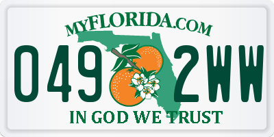 FL license plate 0492WW