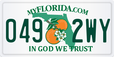 FL license plate 0492WY
