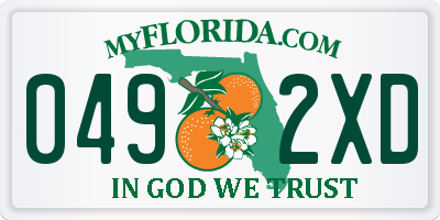 FL license plate 0492XD