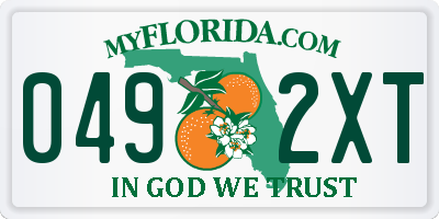FL license plate 0492XT