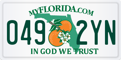 FL license plate 0492YN