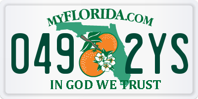 FL license plate 0492YS