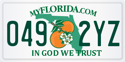 FL license plate 0492YZ