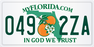 FL license plate 0492ZA