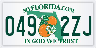 FL license plate 0492ZJ