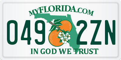 FL license plate 0492ZN