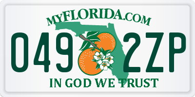 FL license plate 0492ZP