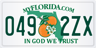 FL license plate 0492ZX