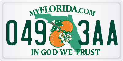FL license plate 0493AA