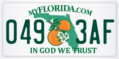 FL license plate 0493AF