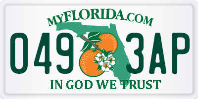 FL license plate 0493AP