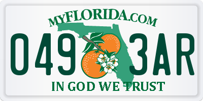FL license plate 0493AR
