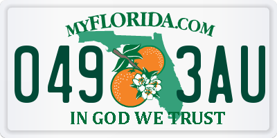 FL license plate 0493AU