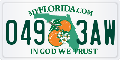 FL license plate 0493AW