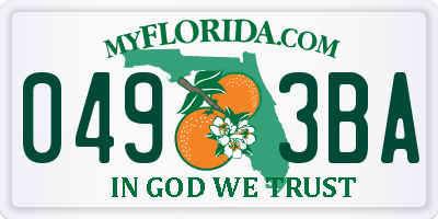FL license plate 0493BA