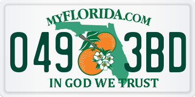 FL license plate 0493BD