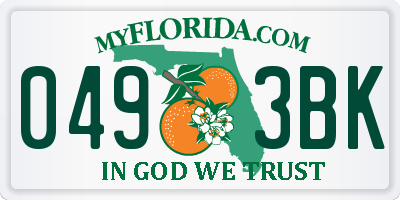 FL license plate 0493BK