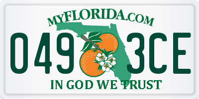 FL license plate 0493CE