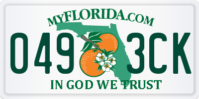 FL license plate 0493CK