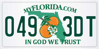 FL license plate 0493DT