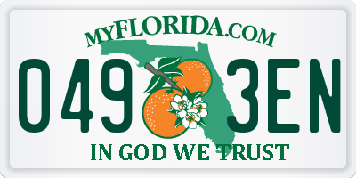 FL license plate 0493EN