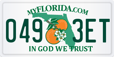 FL license plate 0493ET