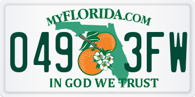 FL license plate 0493FW