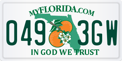 FL license plate 0493GW