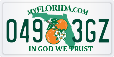 FL license plate 0493GZ