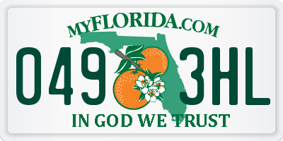 FL license plate 0493HL
