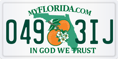 FL license plate 0493IJ