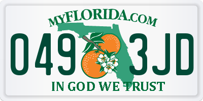 FL license plate 0493JD