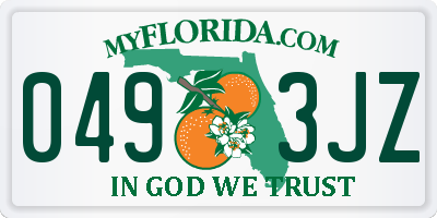 FL license plate 0493JZ