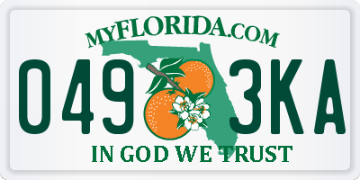 FL license plate 0493KA