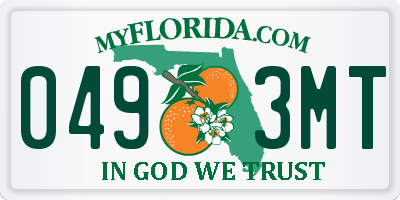 FL license plate 0493MT
