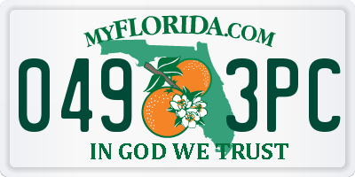 FL license plate 0493PC