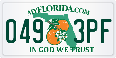 FL license plate 0493PF