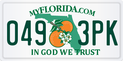 FL license plate 0493PK
