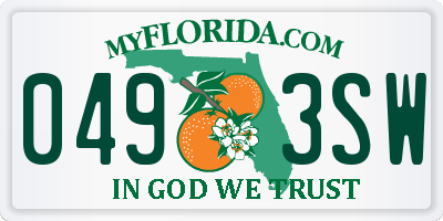 FL license plate 0493SW