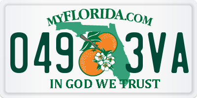 FL license plate 0493VA