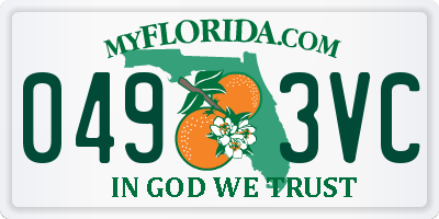 FL license plate 0493VC