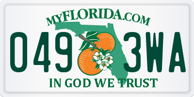 FL license plate 0493WA