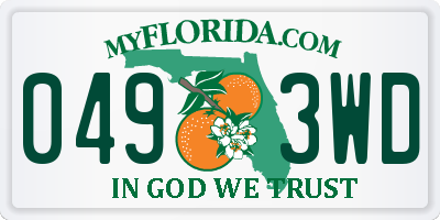 FL license plate 0493WD