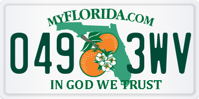 FL license plate 0493WV