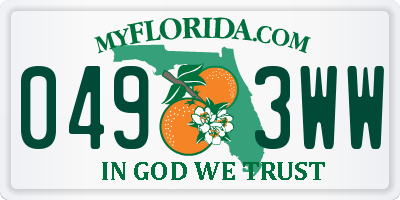 FL license plate 0493WW